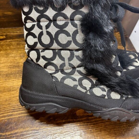 Coach Jennie Black And Gray Fur Lined Boots Size 8.5 - Picture 5 of 11